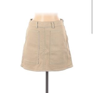 Aritzia Wilfred Free Penske Mini Skirt tan‎ side zip neutral closet staple